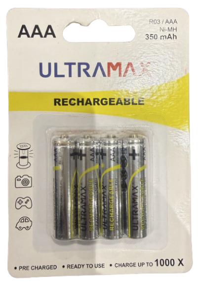 ULTRAMAX AAA Rechargeable Batteries 4 Pack